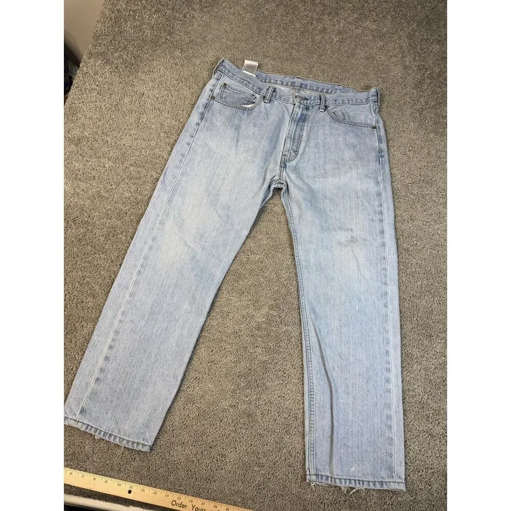 Levi's 505 Jeans Mens 38x30 Blue Straight Light Wash Denim Classic Fit